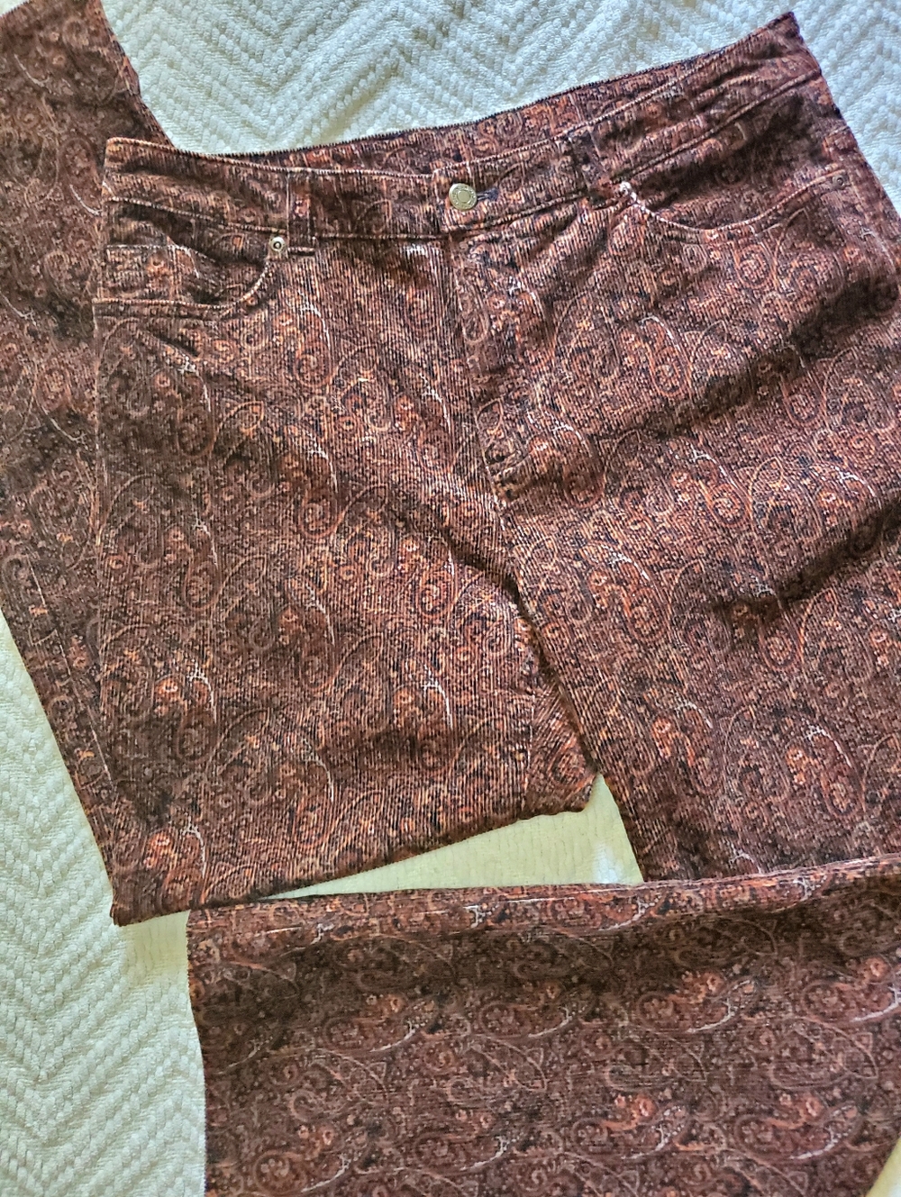 Y2K Brown Paisley Corduroys